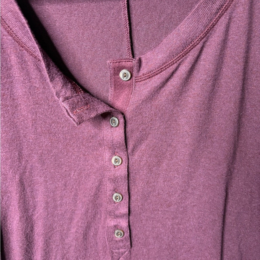 OLD NAVY Long Sleeve Oversized Boyfriend Henley Plush Knit Tunic Dark Purple XXL - Picture 4 of 14